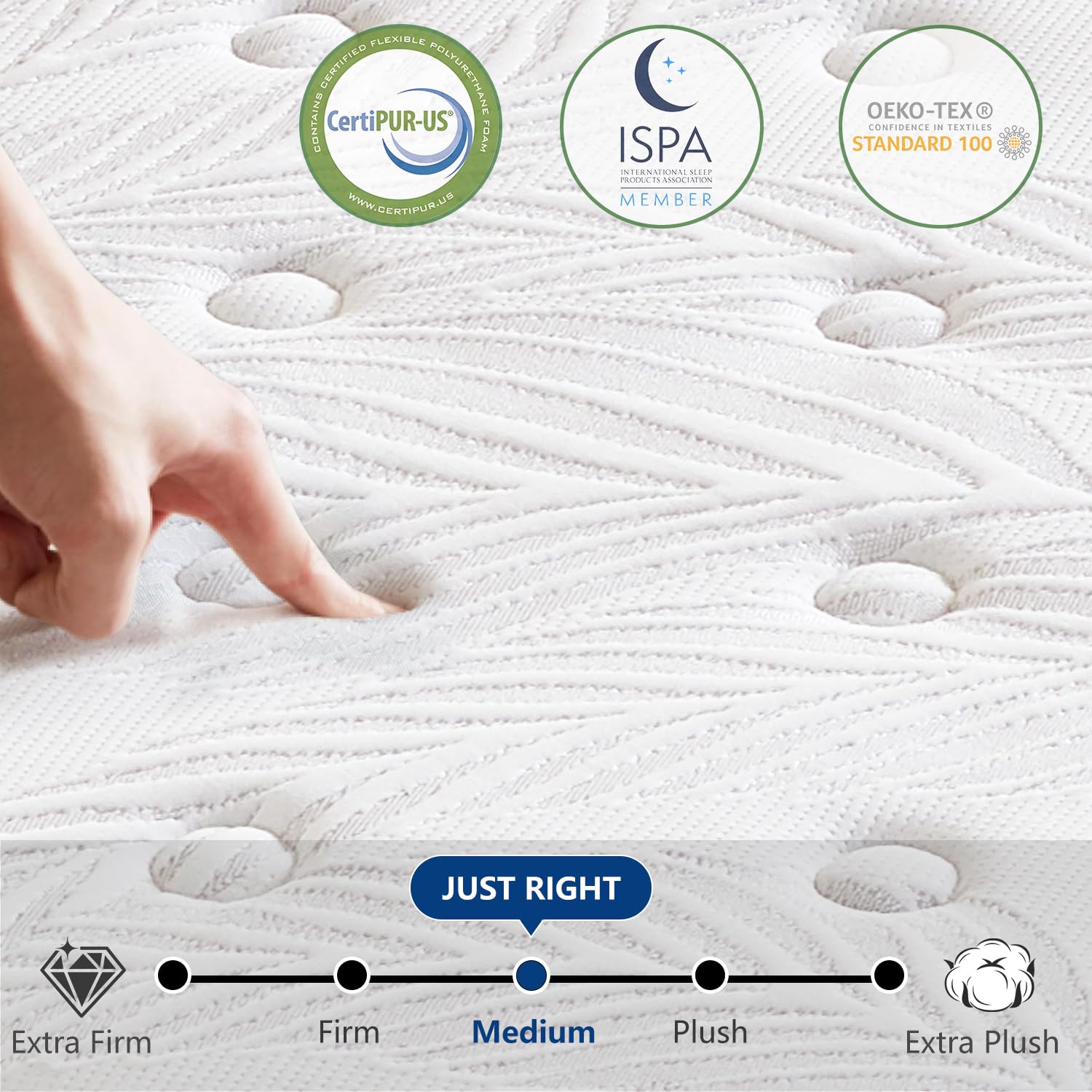 6V-Sermmoo Twin Mattress, 14 Inch Memory Foam Hybrid Mattress In A Box With Independent Spring, Medium Firm Mattress, Edge Suppo